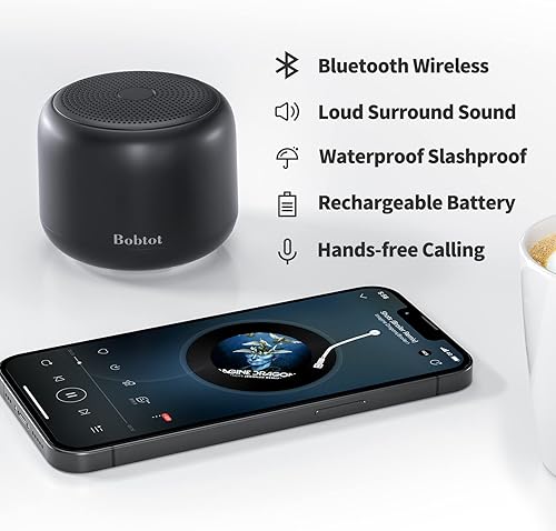 Miniatura 2 de Bobtot Altavoces Bluetooth portátiles inalámbricos, altavoz impermeable con sonido estéreo fuerte, 15 horas de reproducción, batería recargable,