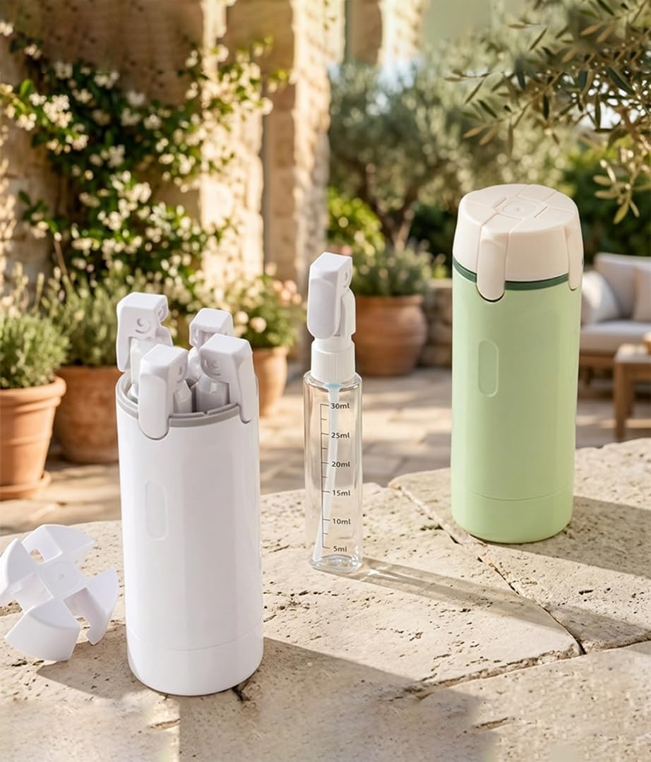 4 in 1 Travel Dispenser Bottle, Four in One Travel Pump Bottle Dispenser, 4in1 Travel Bottle Portable Travel Organizer for Shampoo, Lotion & Skincare (Key Lime)
