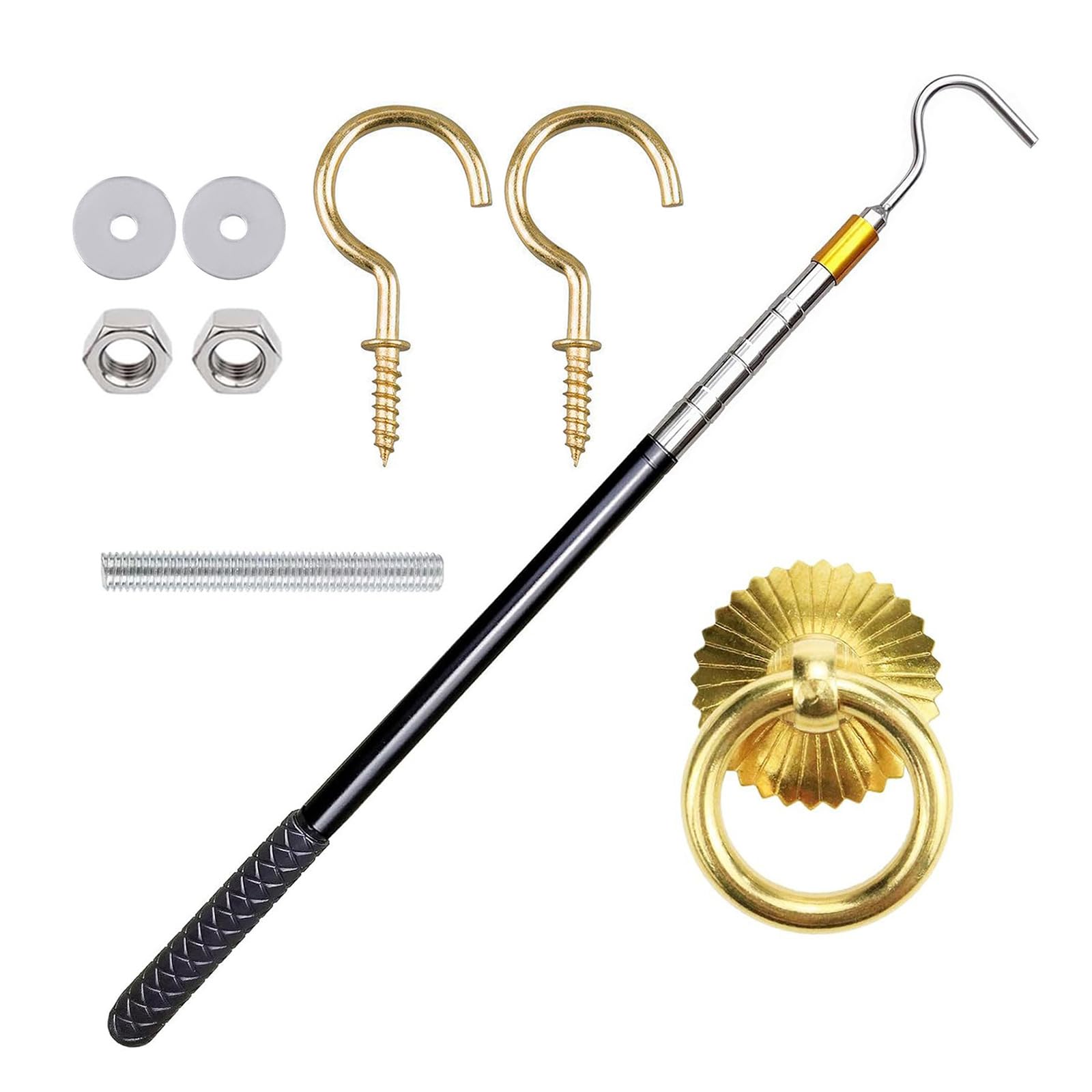 Newft Efficient Attic Ladder Pull Down Hook Systems Feature Sturdy Construction And Vintage Coppers Door Rings Attic Ladder Hook