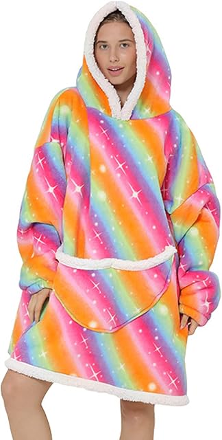 OAMENXI Oversized Blanket Hoodie Wearable Blanket Sweatshirt for Women and Men Sherpa FLeece Giant Hooded Pullover with Pocket