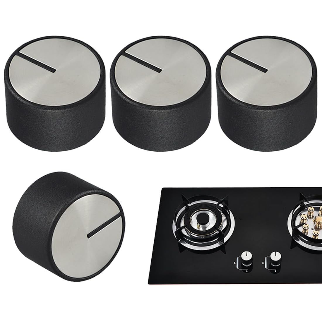 4Piezas Botones de Cocina de Gas Perilla Cocina Mando Universal Cocina Gas Universales 6mm Botones Gas para las Horno,Cocina,Estufa de Gas,Plateado,hornos de cocina,horno,estufa de gas