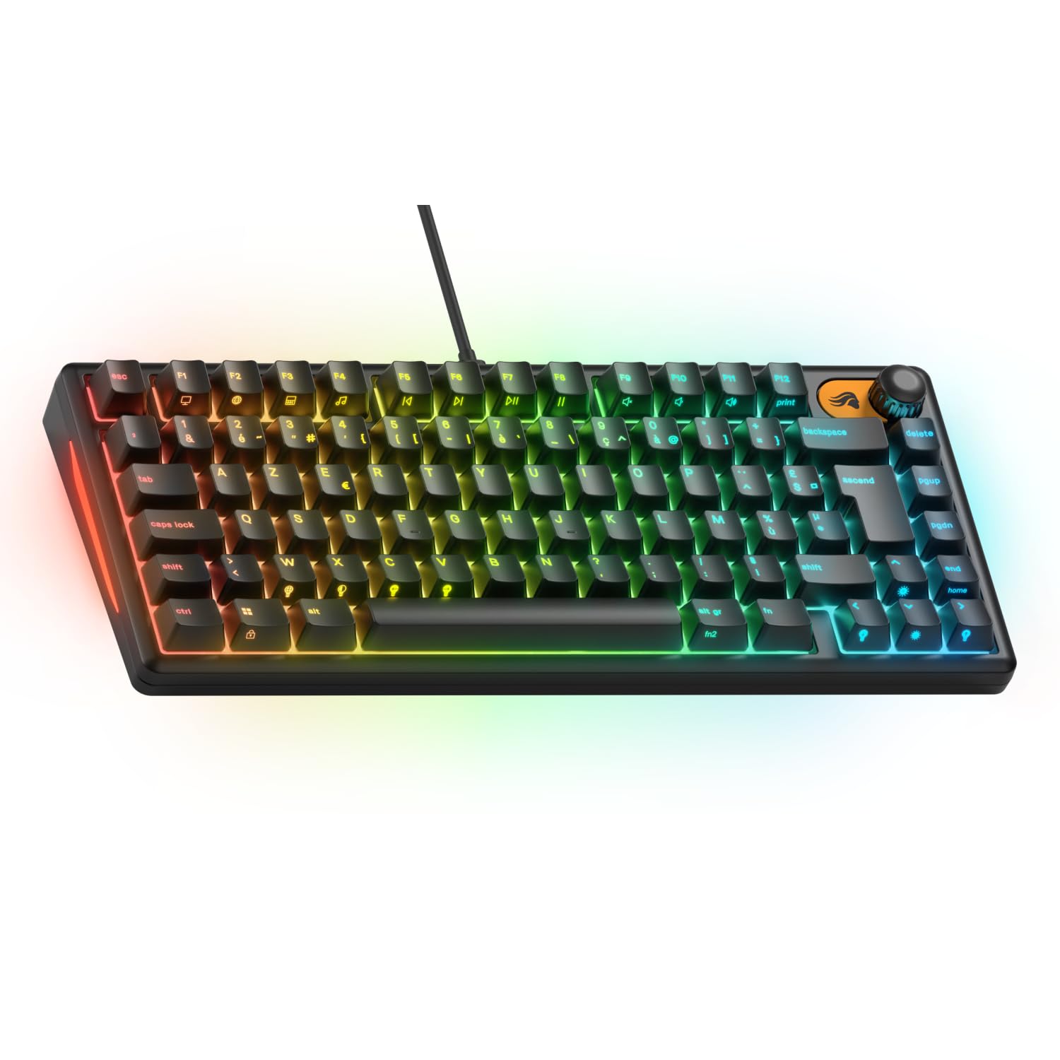 Clavier GLORIOUS Gaming GMBK 75% - Capuchons MX remplaçables, USB détachable, IP57 résistant Eau/poussière, RGB 10 Zones, Switchs Silencieux - Disposition française AZERTY
