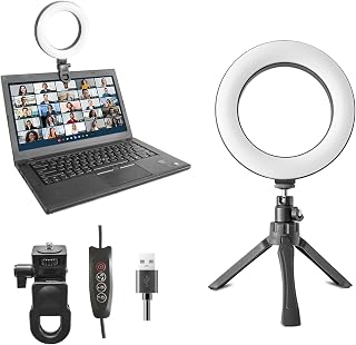 SHSY LVSEZM 6" Ring Light Video Conference Kit, 5-Color 10-Brightness Clip-On Light with Stable Ring-Light Clamp & 5" Trip... Price In India
