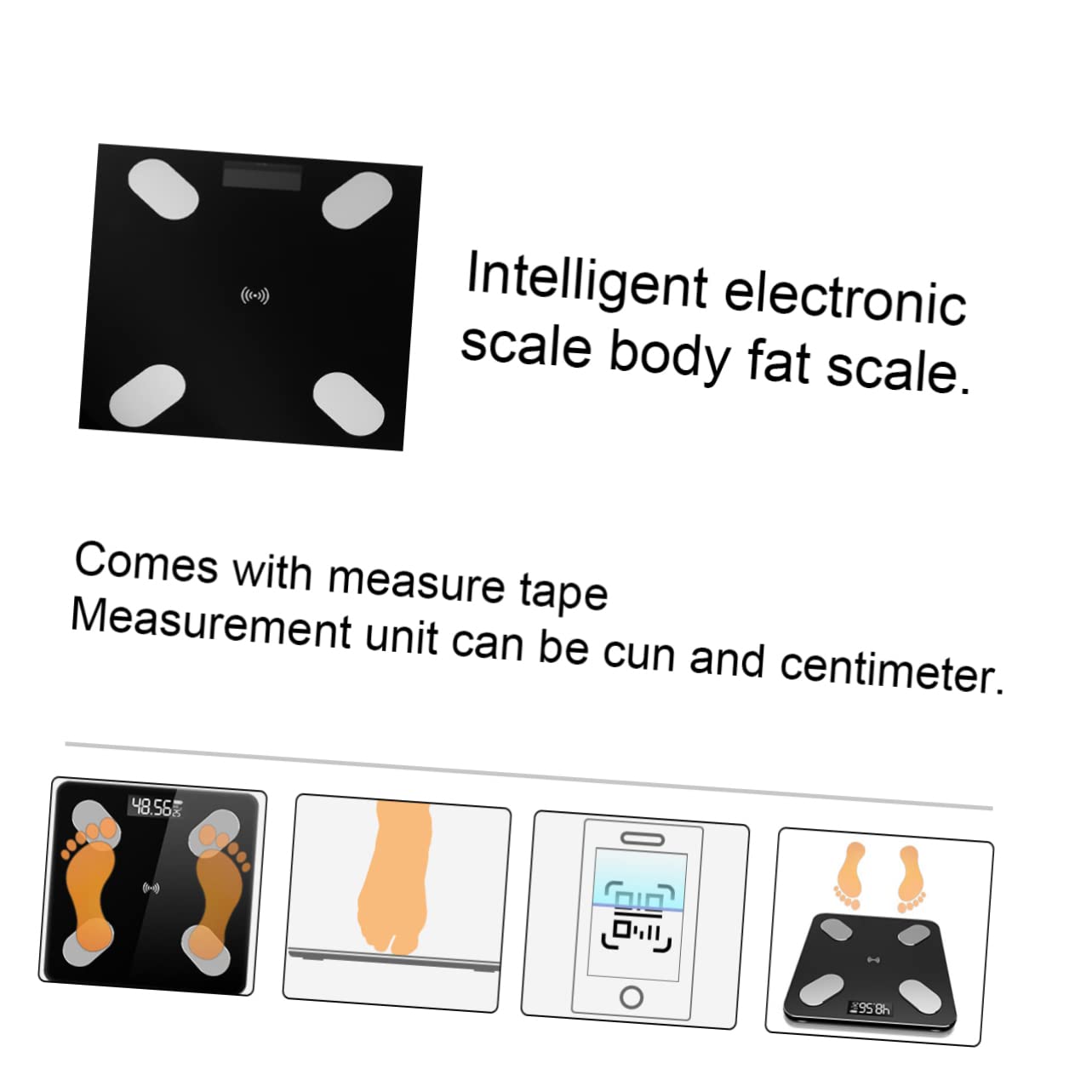 Bilancia Impedenziometrica Smart Nera in Abs e Vetro Temperato | LED Digitale, Sincronizzazione Automatica Smartphone, Trasmissione Wireless