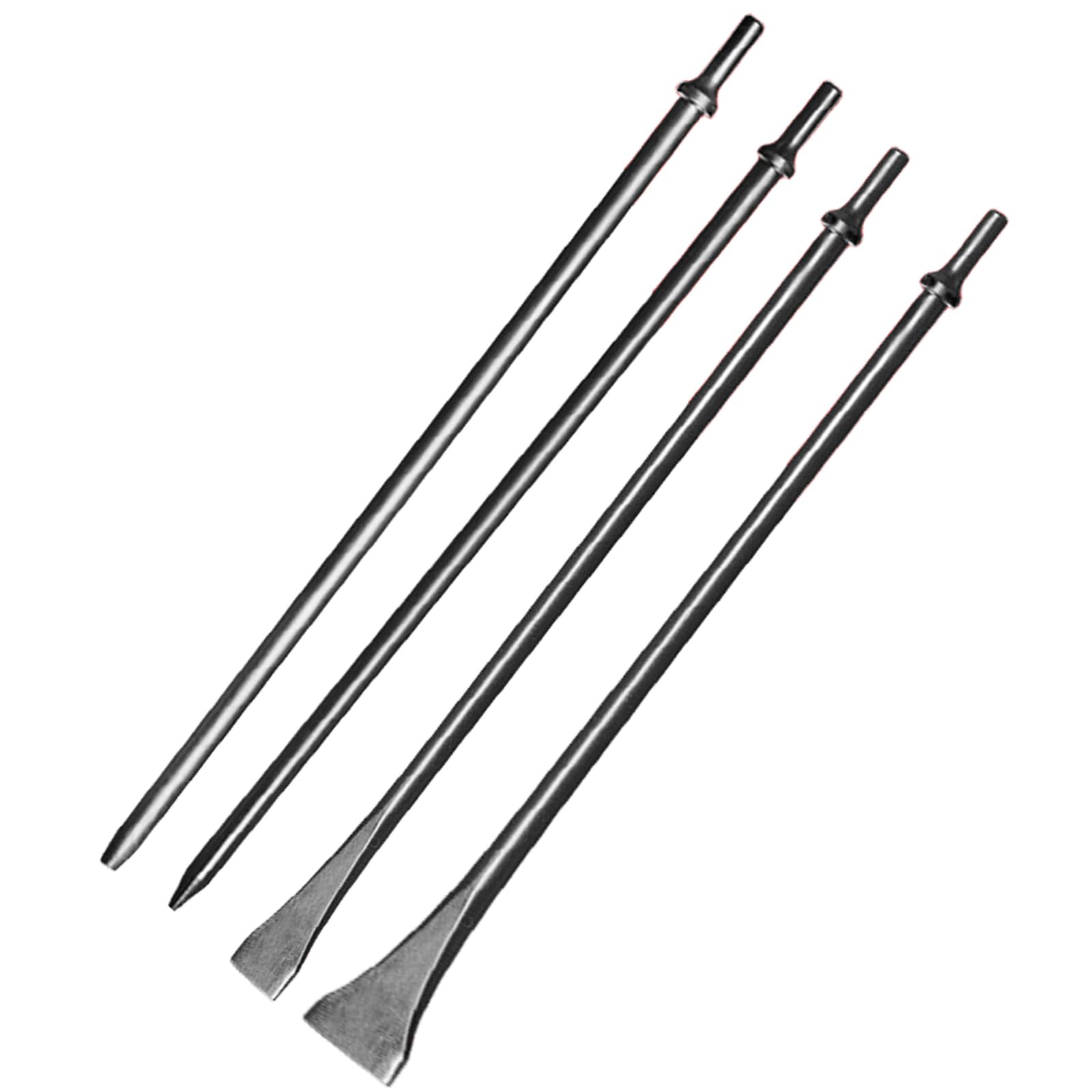 Pneumatic Taper Punch and Air Cold Chisel Set, 7/32" x 18" Point Tip，3/8" x 18" Point Tip，3/4" x 18" Flat Chisel, 2" Wide 18" Long Scaling Chisel Floor Scraper, 0.401 Inch Shank Air Tool