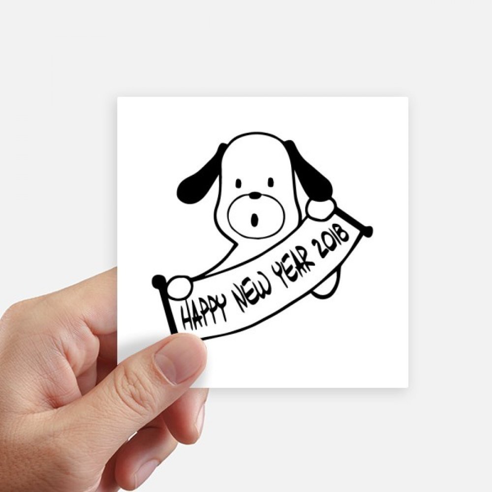 Sticker Chien 10 cm carré multicolore et résistant lot de 8 pièces
