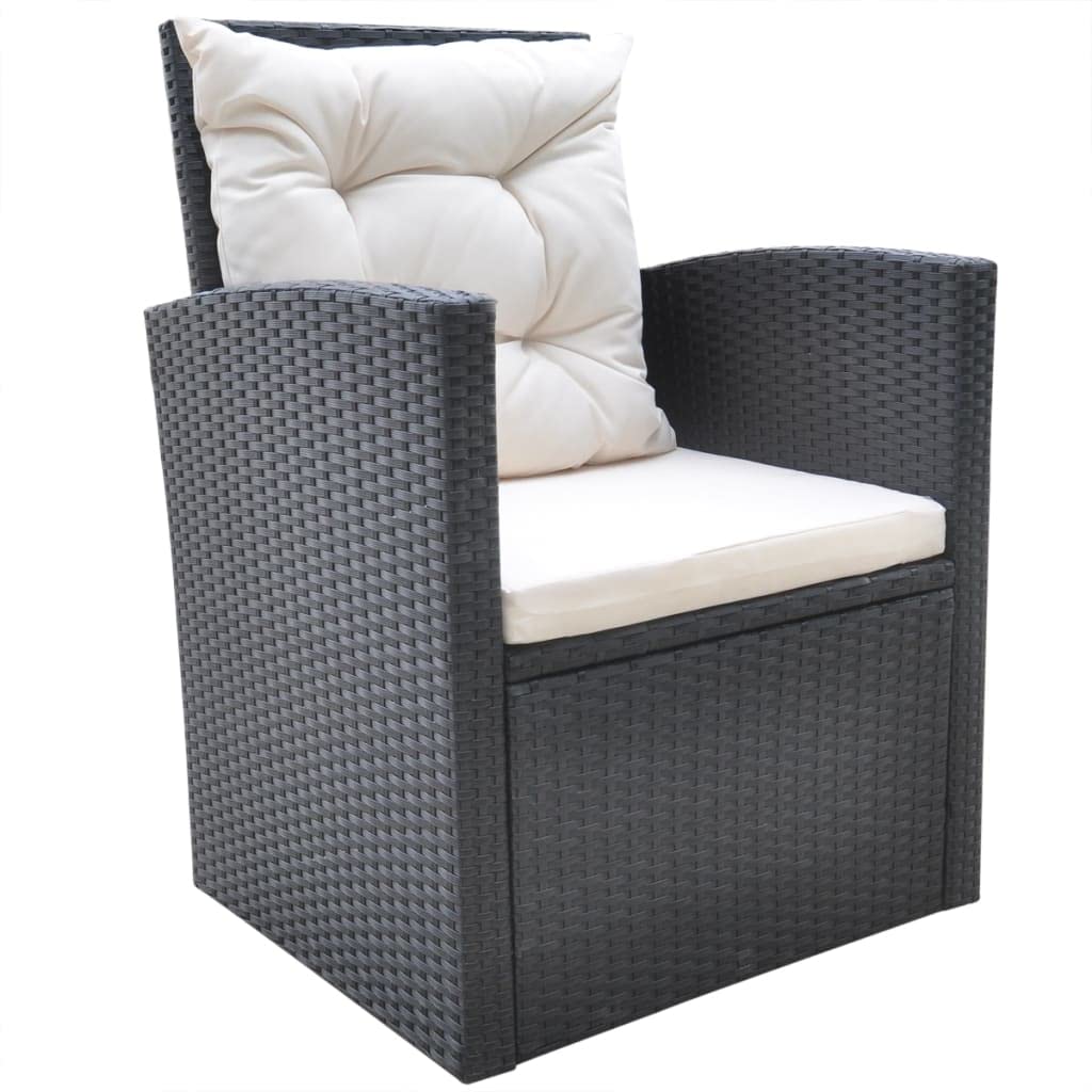 vidaXL Juego de Comedor de Jardín Ratán Sintético Negro Muebles Patio Exterior