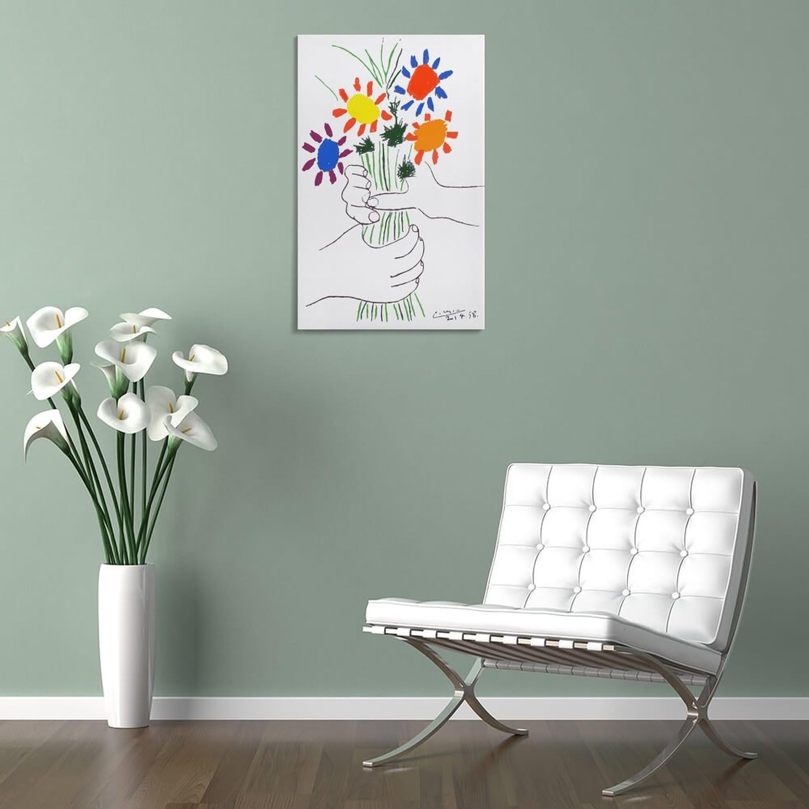 GEMMII Toile Picasso 1958 "Bouquet De La Paix" – Impression Sur Toile 50x75 Cm, Art Moderne Picasso Sans Cadre, Décoration Murale