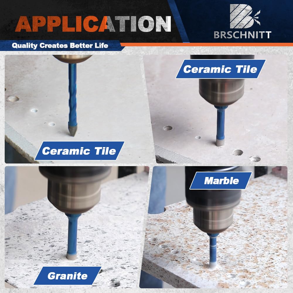 Punte Trapano Diamantate 6+6/6/8/10/12mm- BRSCHNITT foretto diamantato per Gres Porcellanato Piastrelle Ceramica granito Marmo(6 pezzi)