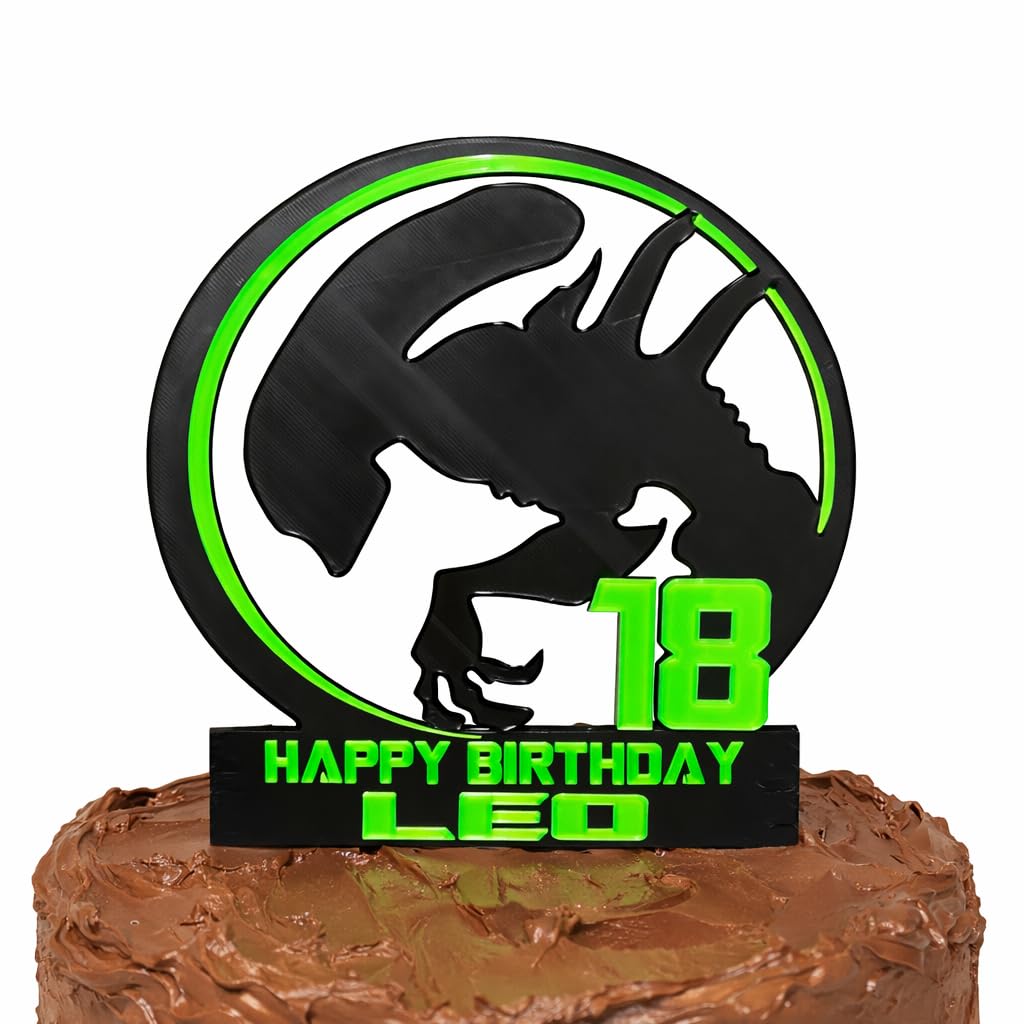 Xenomorph 18cm Tall Birthday Cake Topper, Personalised, Bio-Degradable PLA