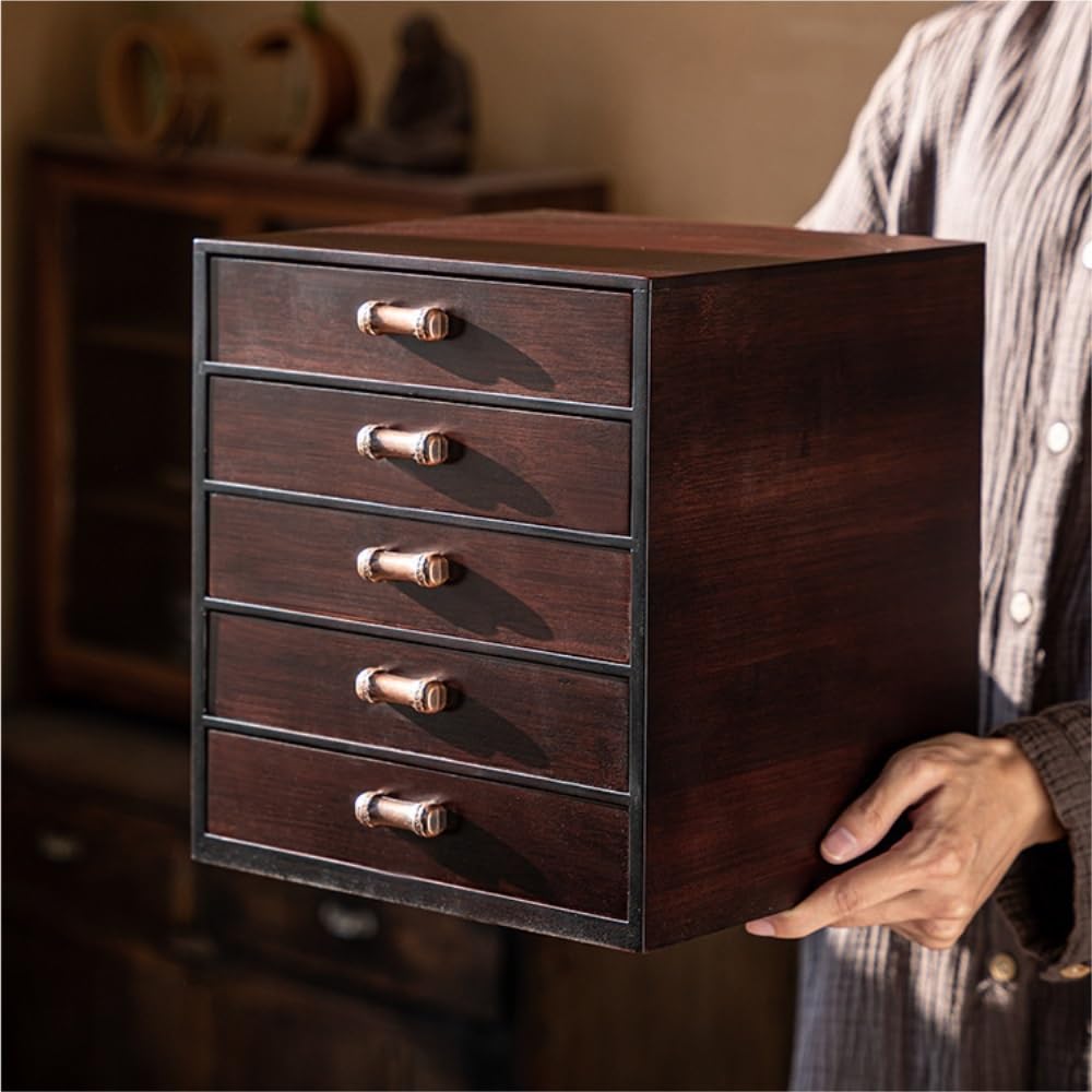 Tarro De Azúcar Caja de Almacenamiento té a Granel for la Cocina del hogar múltiples Capas con cajones Juego Chino Bote De Té(Three Layers)