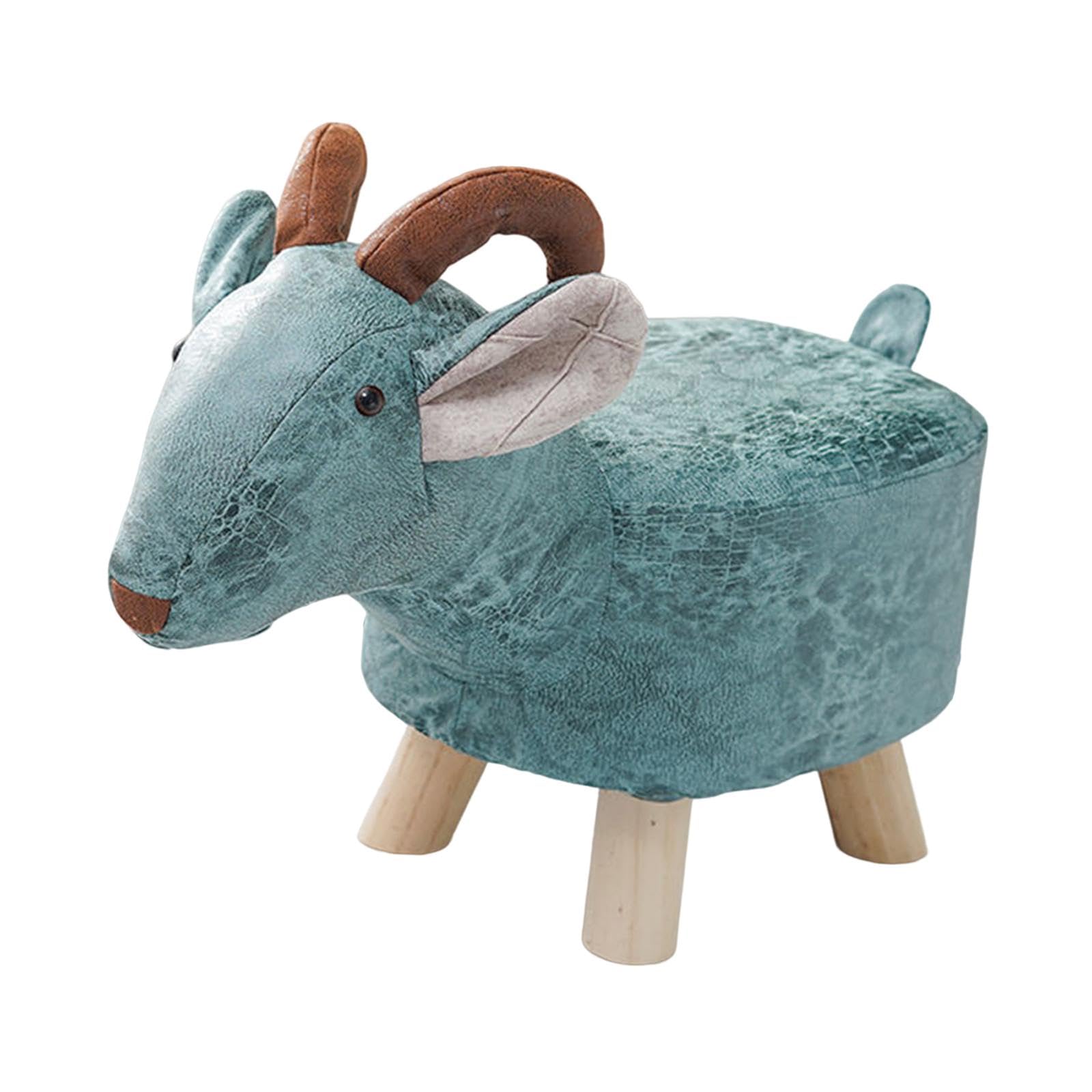 JISADER Animal Footstool Footrest Ottoman Cute Cartoon Portable Wood Shoes Changing Chair Sofa Tea Stool Bench for Bedroom, Playroom, Guest Room, blue sheep