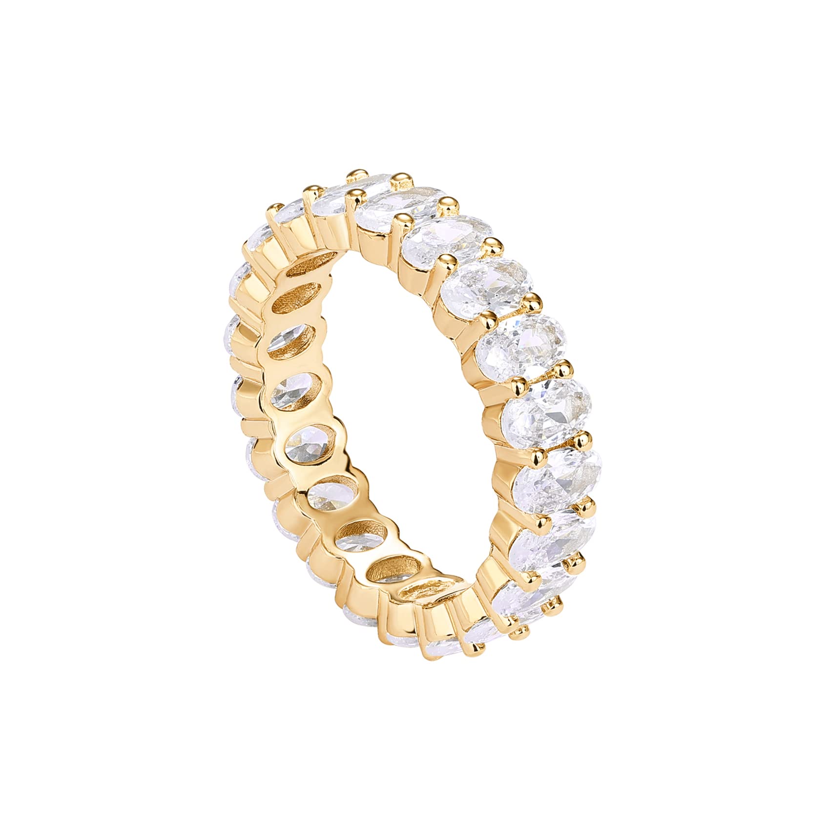PAVOI14K Gold Plated Rings Oval Cubic Zirconia Love Ring | Eternity Ring | 5mm Stackable Rings for Women | Gold Rings for Women