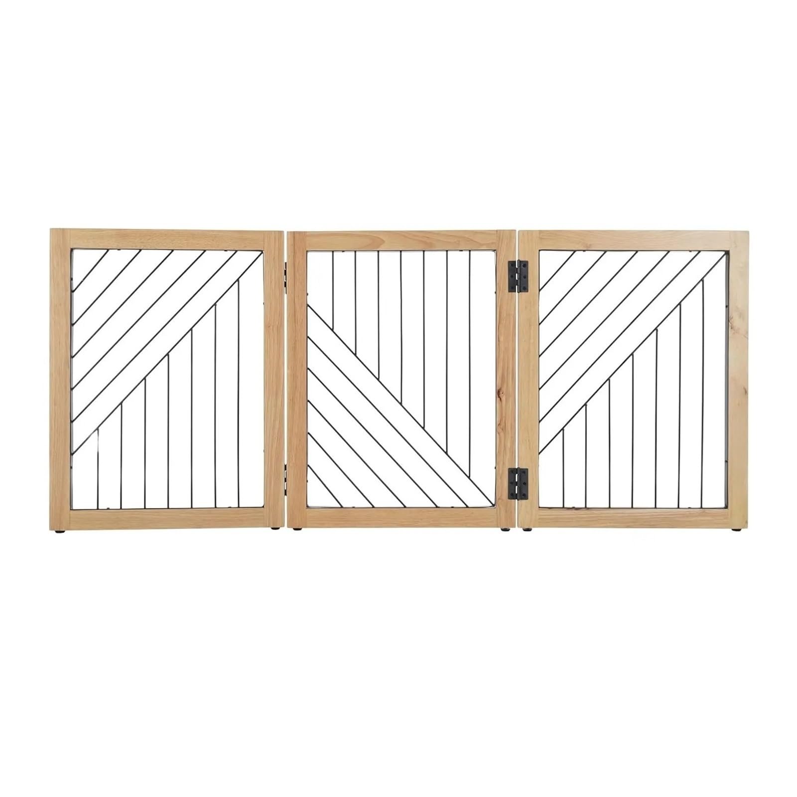 Pet Gate 3 Panel Indoor Folding Dog For Stairs Or Doorways Freestanding Fence For Cats And Dogs Natural Easy Installtion