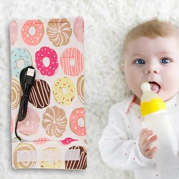 Baby Bottle Keep Warm Cover,Baby Bottle Bags Portable,USB Milk Heat Keeper,Warm Keeper Multifunction Coffee Tea Mug Beverage,Warming Bag for Indoor, Outdoor, Traveling, Driving (Doughnut)