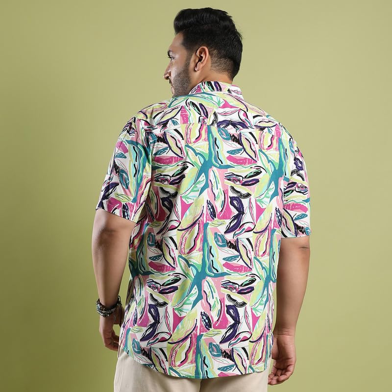 Image of Instafab Plus Men's Shirt for Casual Wear | Spread Collar | Button Closure | Plus-Size Fit | Short Sleeve | Cotton Shirt Crafted with Comfort Fit for Everyday Wear