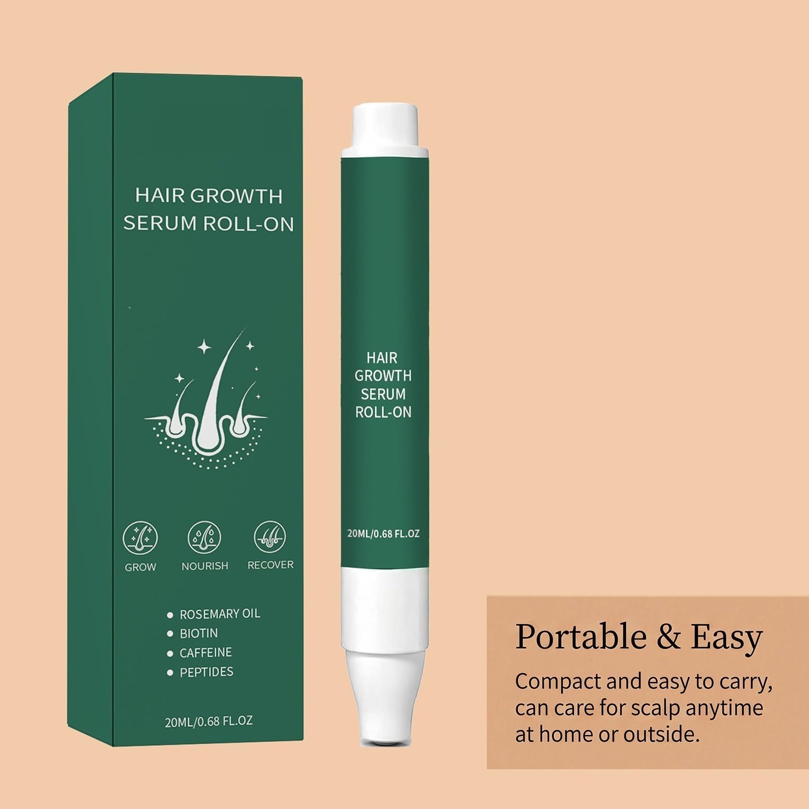 Haarwachstumsserum Roll-On 20 ml – fördert das Wachstum & repariert die Haare – beruhigende Scalp-Pflege für feines / geschwächtes Haar