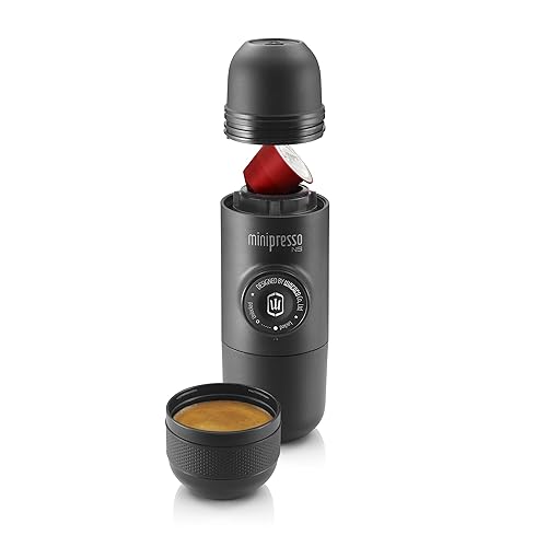WACACO Minipresso NS, Caffettiera Portatile, Macchina Espresso Portatile, Compatibile con Capsule *Nespresso®* (capsule originali NS e compatibili), Caffettiera da Viaggio, Azionabile Manualmente