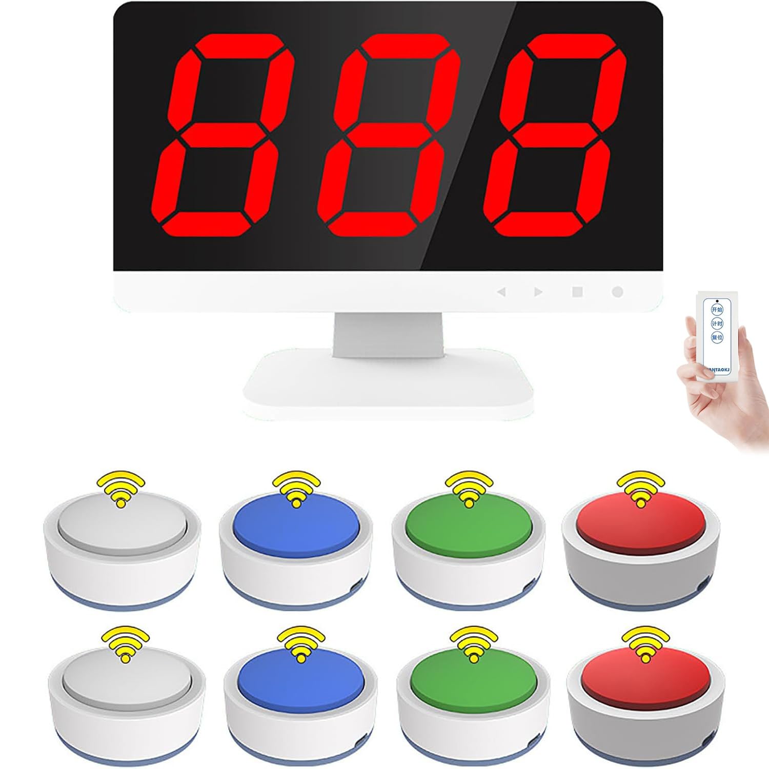 Wsexyy Wireless Quiz Game System, Quiz Answer Game Buzzer With Remote Control, 1 Monitor + 8 Buzzers, 3 Answering Modes, For Game Shows, School Contests