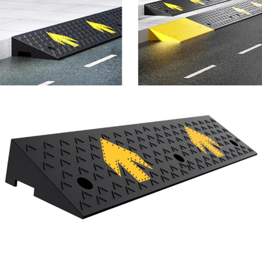 Rampes De Bordure Rampe De Trottoir en Caoutchouc 4/8/12/15/17cm Hauteur, Rampe De Seuil Robuste Rampe De Garage Rampe D'accès Antidérapante(100x30x12cm)