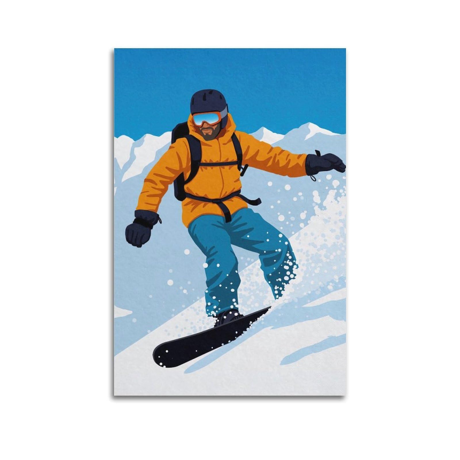 DLJGDS Vintage Poster Snowboarding Decorative Painting Canvas Wall Posters And Modern Family Bedroom Decor 20x30inch(50x75cm)