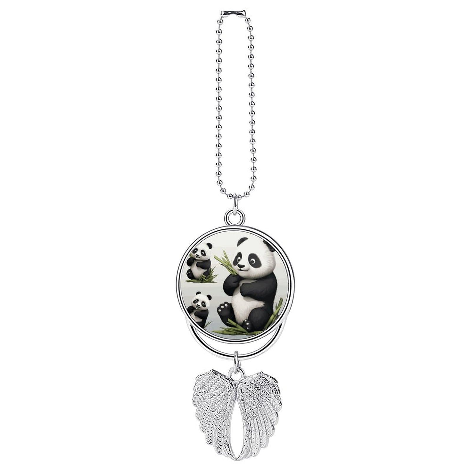 Panda Car Charm Alloy Car Rear View Mirrors Hanging Ornaments Stylish Car Pendant Funny Auto Hanging Accessories Car Hanging Ornaments Gift for Women Men