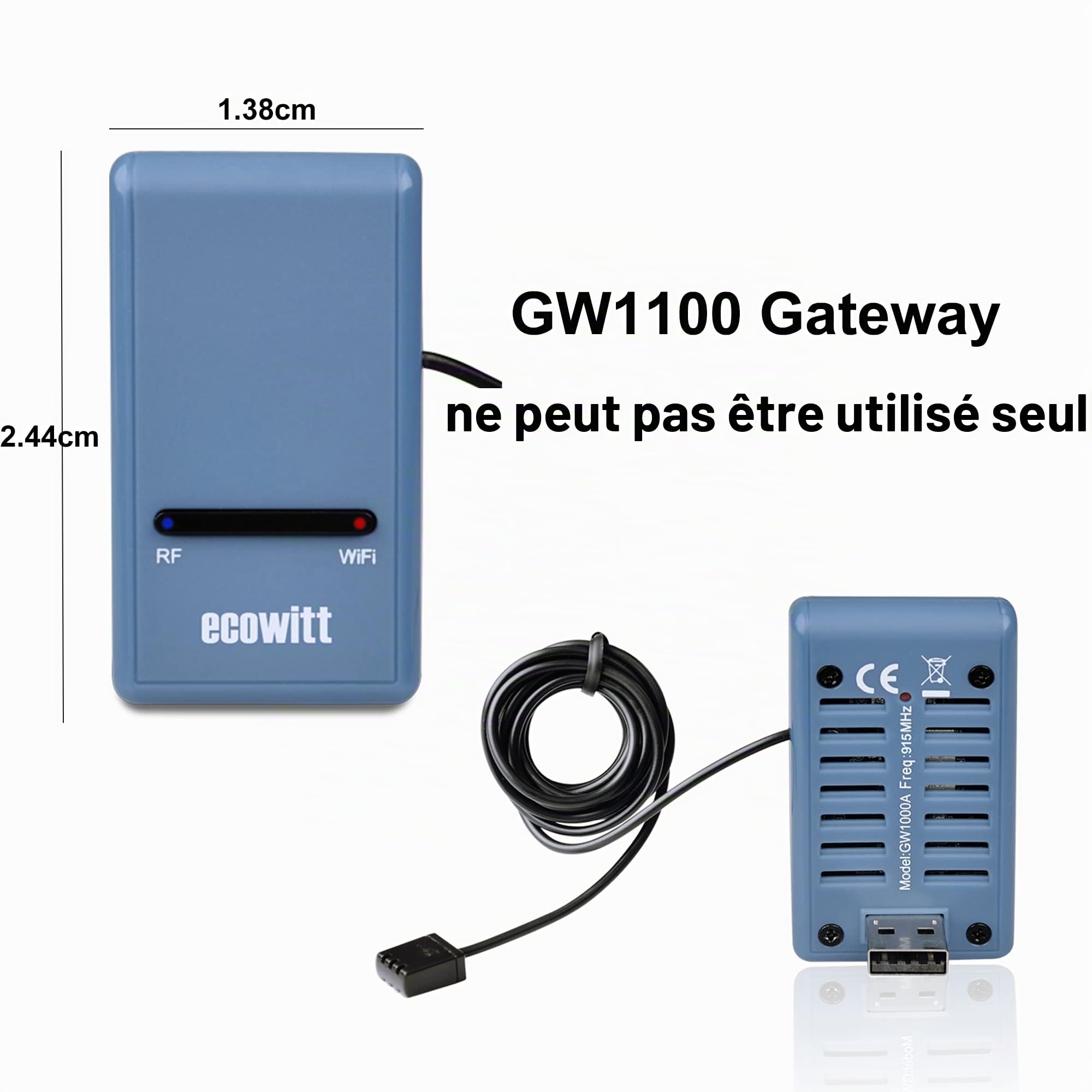 ECOWITT Station météo Wi-Fi avec capteur extérieur UK GW1101, sans fil à énergie solaire, capteur extérieur 7 en 1, passerelle WiFi intérieure GW1100 pour la maison, 868 MHz