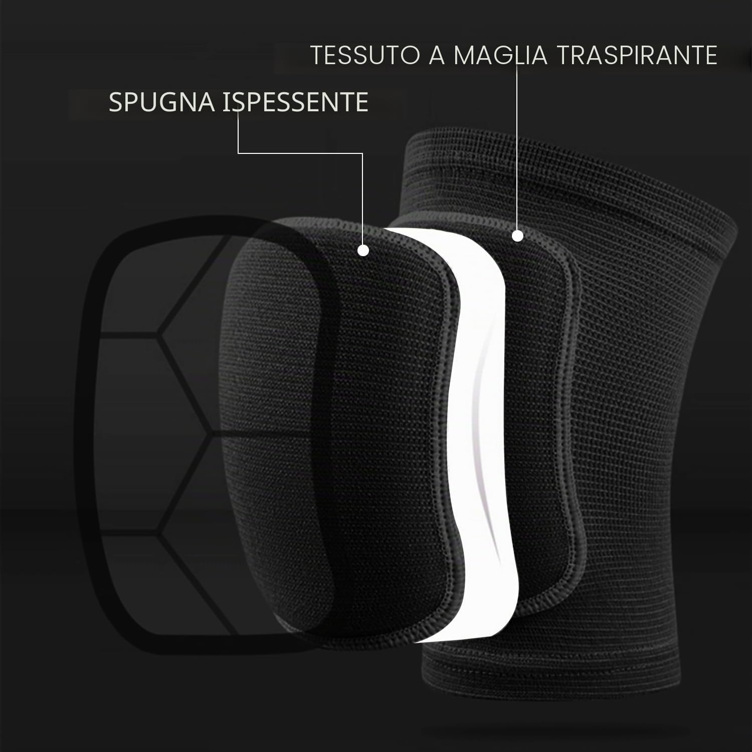 2 paia di ginocchiere per sport e danza in spugna, spugna addensata, legatura elastica, protezione per le ginocchia, accessori quotidiani per sportivi (rosa, nero)