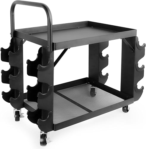 Soporte para mancuernas solo Carrito de almacenamiento de mancuernas Estante de almacenamiento de equipo de gimnasio en casa con cubiertas de goma