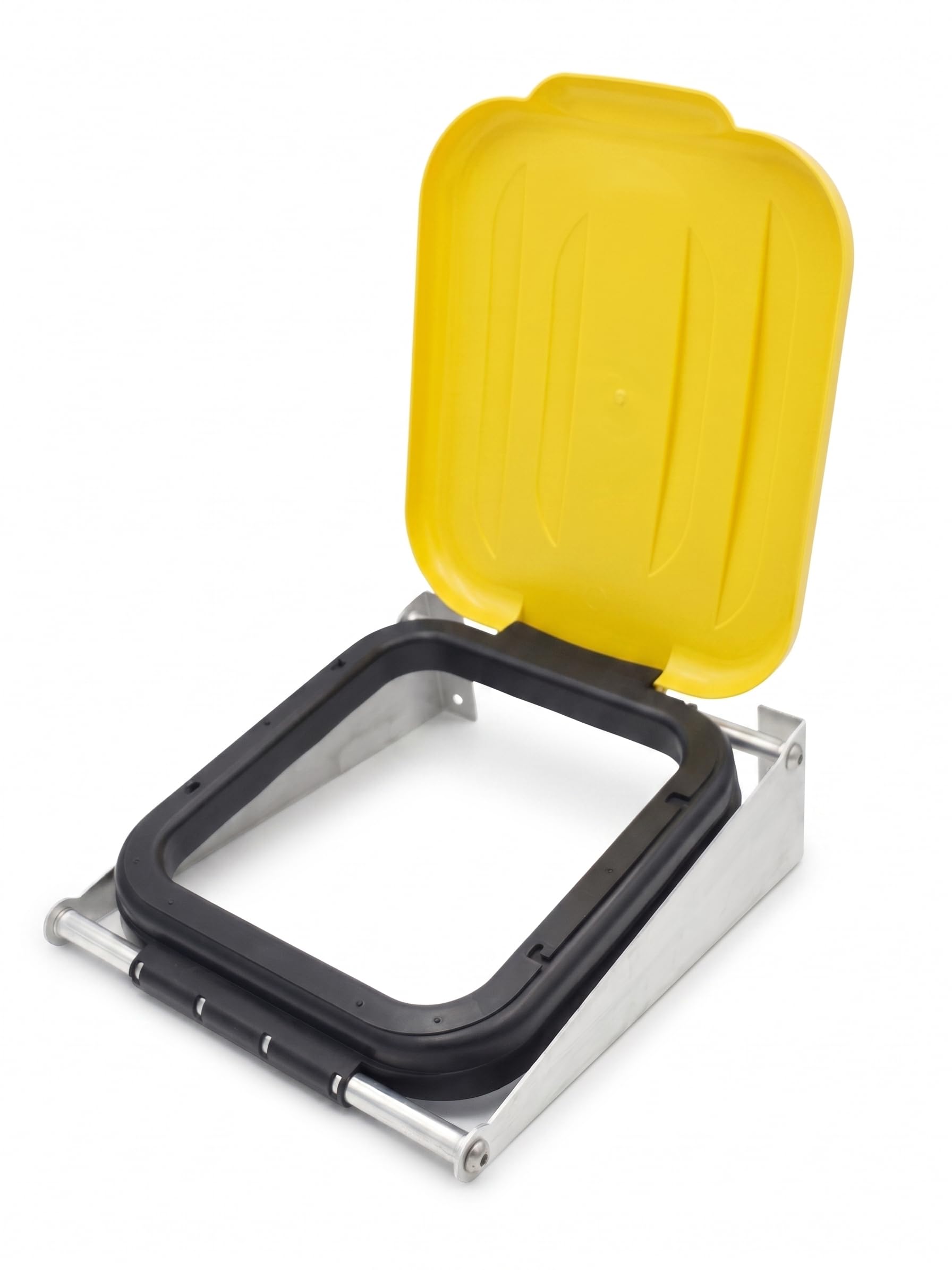 Müllsack Wandhalterung mit Deckel | 70-120L | Abfallbehälter Aluminium Müllsackhalter wandmontage | Stabiler und robuster Müllbeutelhalter (Gelb)
