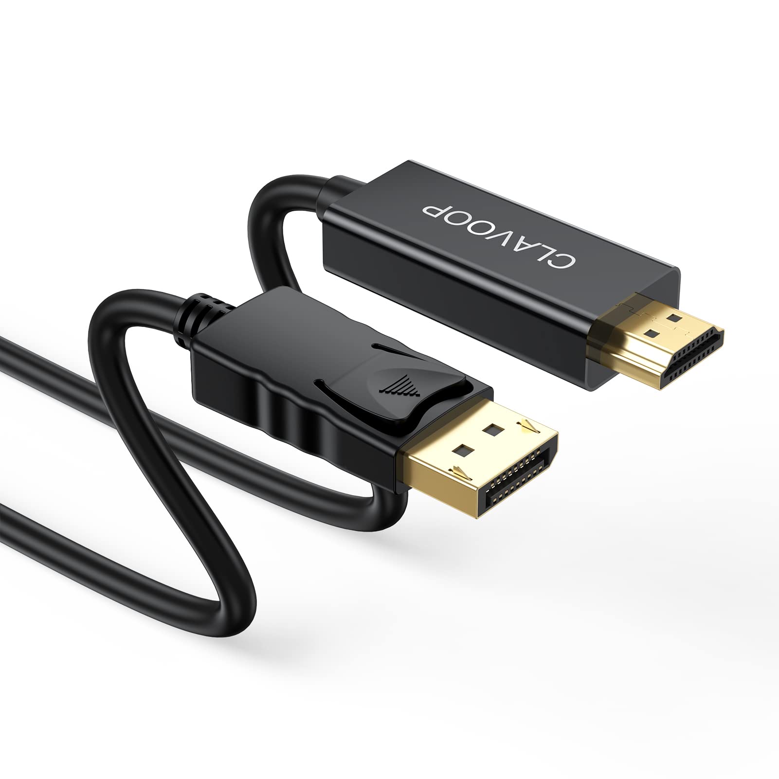 CLAVOOPDisplayPort to HDMI Cable 3ft, DP to HDMI Uni-Directional Cable, Gold Plated Display Port to HDMI Cord Male to Male Compatible for Desktop, Monitor, Projector, HDTV, Laptop