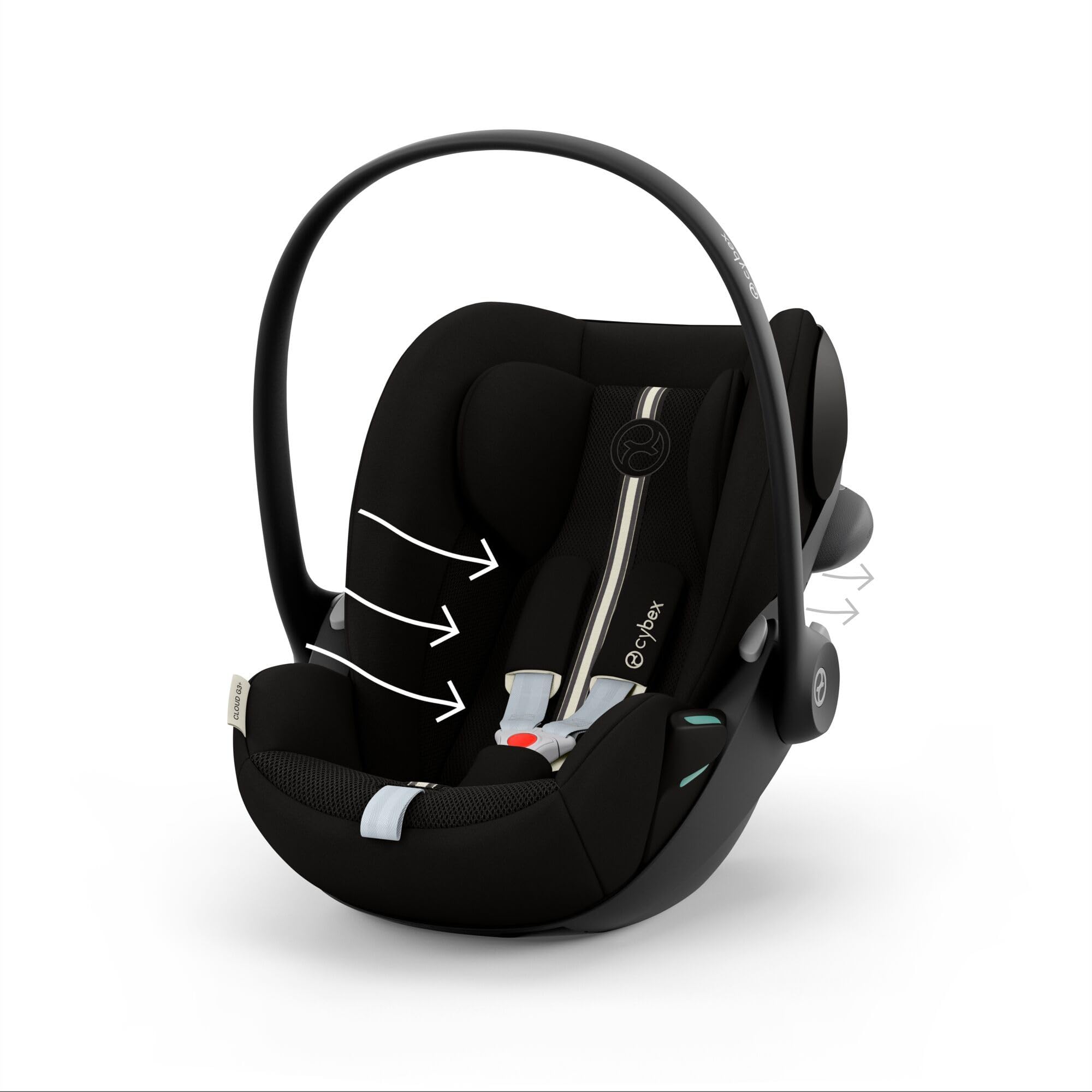 CYBEX Gold Babyschale Cloud G3 Plus, Ab Geburt bis ca. 24 Monate, Für Kinder ab 40 cm bis 87 cm, Max. 13 kg, 180° Drehfunktion, Mesh-Stoff, Inkl. Neugeboreneneinlage, Moon Black