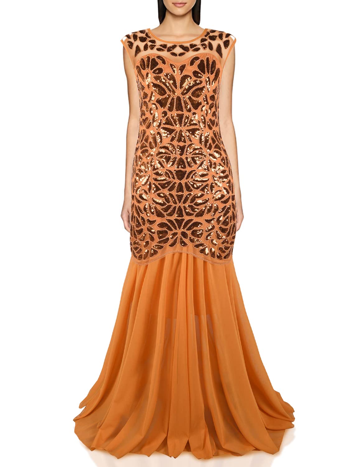 PrettyGuide Women 's 1920s Black Sequin Gatsby Maxi Long Evening Prom Dress