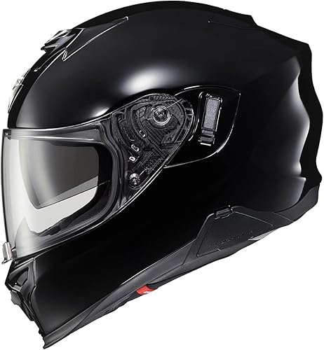 ScorpionEXO T520 - Casco deportivo dual de cara completa para motocicleta con bolsillos para altavoces listos para Bluetooth, DOT ECE, sólido (negro