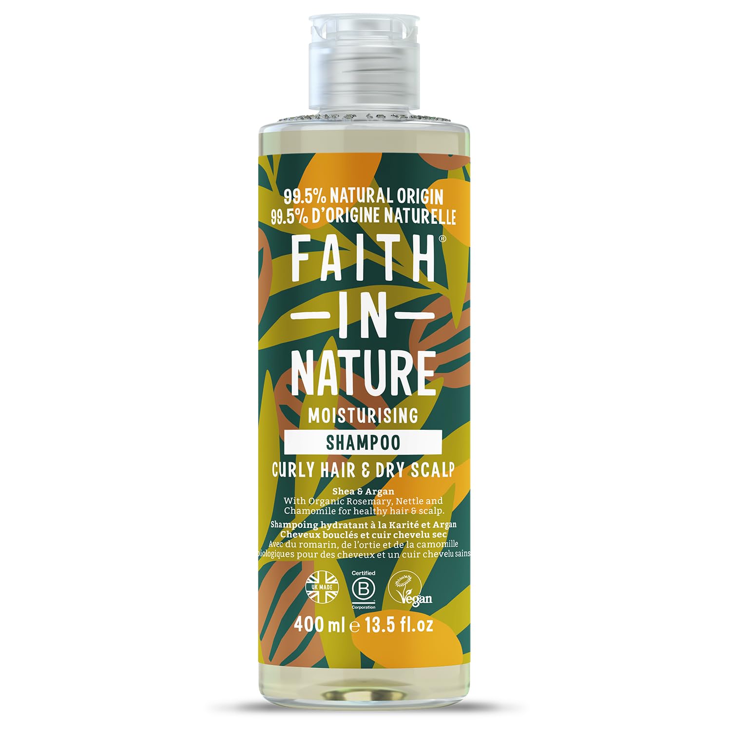 Faith In Nature Shampooing Naturel au Karité et à l’Argan, Hydratant pour Cheveux Bouclés et Cuir Chevelu Sec, Végan et Non Testé sur les Animaux, Sans SLS, Silicones ni Parabènes, 400 ml
