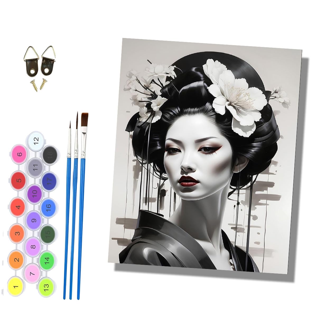 HONGPZH Paint by Numbers for Adults and Beginner Painting by Number Kits On Canvas Without Frame Painting Acrylic Paints Home Wall Decor 40x50cm/16x20in Japanese Oiran Beauty