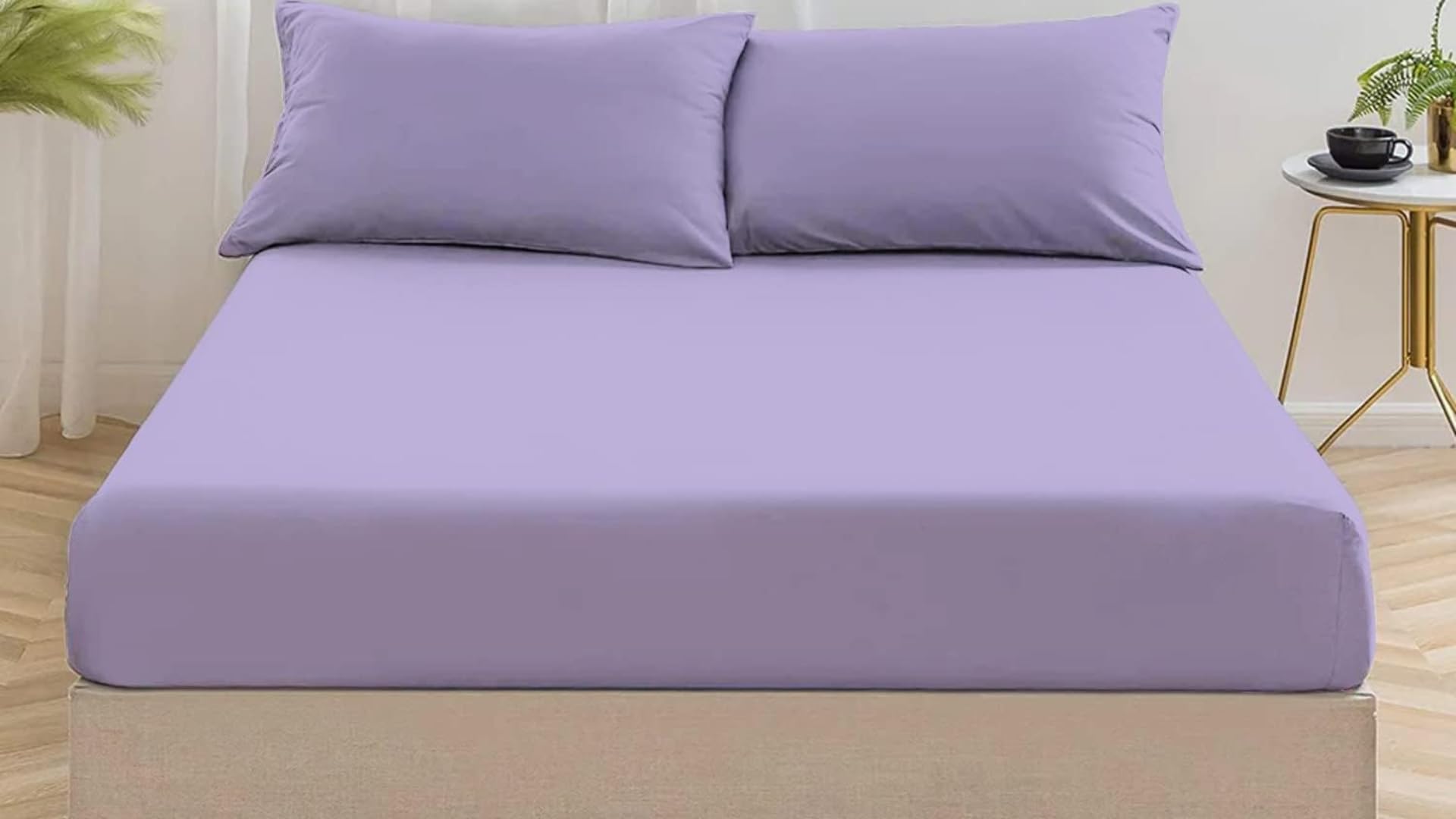 Nightzone Lilac Night Zone Fitted Bed Sheet Percale Cotton Rich 180 Thread Count Non Iron 25Cm Fitted Sheets (, Single)
