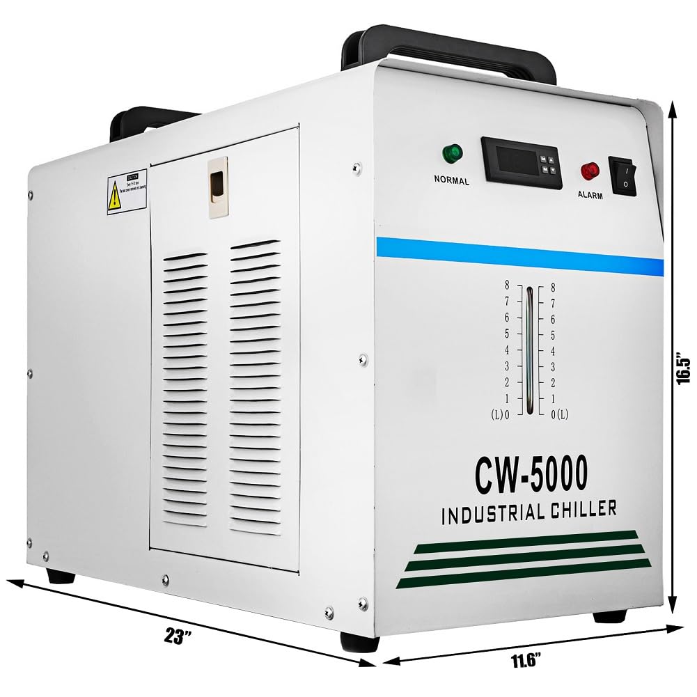 Enfriador de Agua Refrigerado Industrial, 220V CW-5000DG para Tubo Láser CO2 de 80/100W, 6L Tanque, Enfriador de Tubo Láser de Vidrio, Enfriador de Aire Industrial con Termostato Preciso 800W(CW-5000)