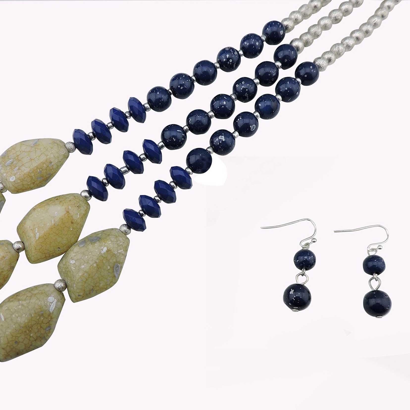 Chunky Beaded Halskette Ohrringe Handgemachte Set Retro Multi-Layer Halskette Halskette Mode Schmuck Set Geburtstagsgeschenke Für Frauen R