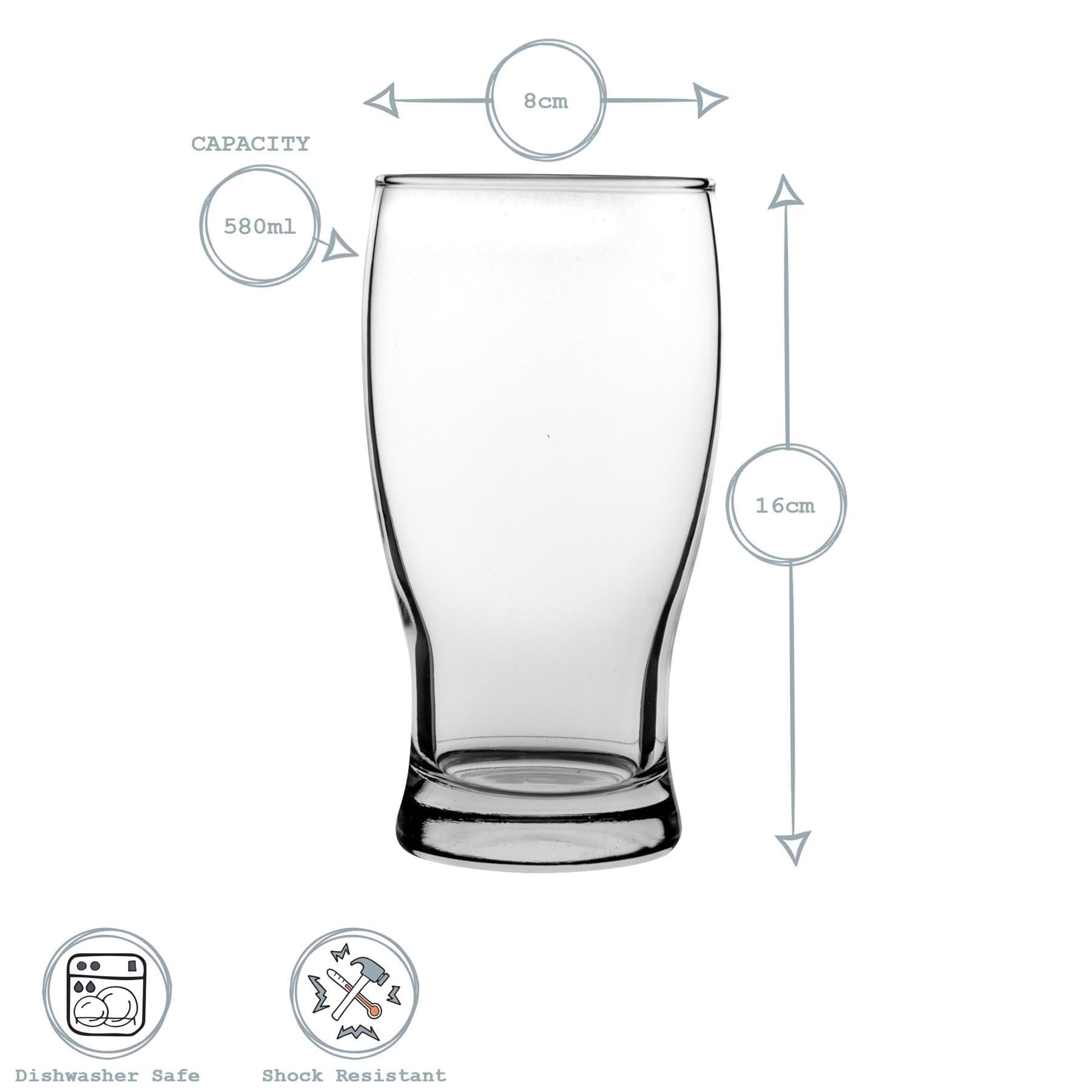 LAV 12 Piece Belek Tulip Pinte de bière en Verre Set - Grand Style Classique Ampoule Forme Craft Beer Ale Lunettes - Clair - 580ml