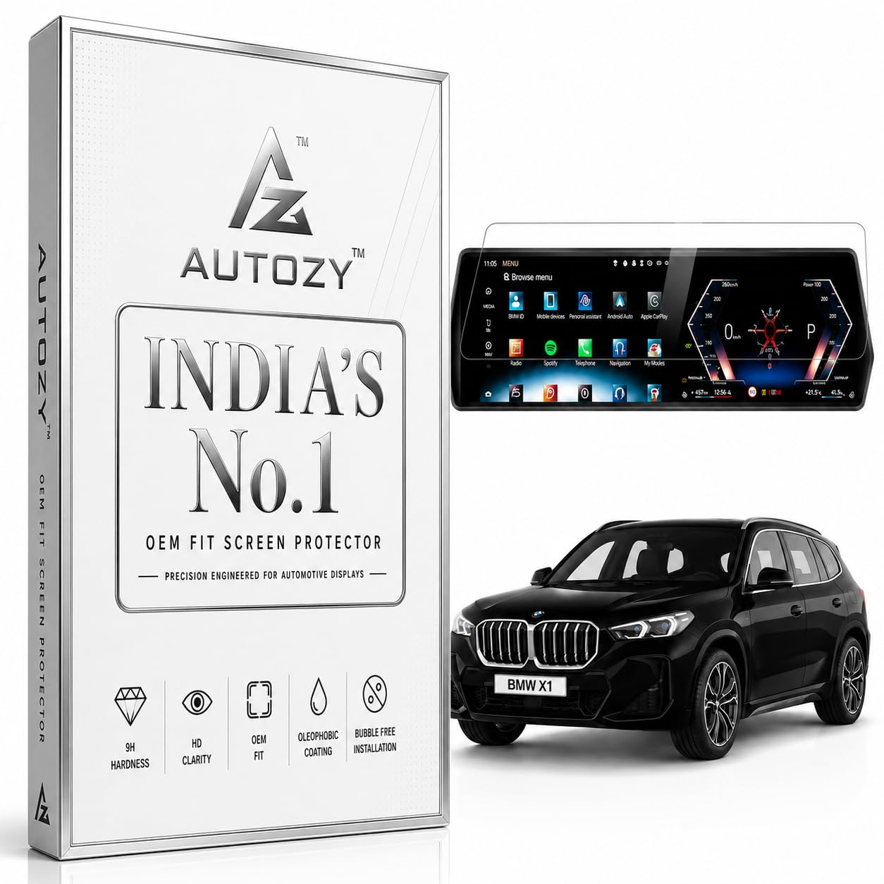 Car Infotainment Tempered Glass Screen Protector for BMW X1 | 9H Hardness, HD Clarity, Bubble-Free OEM Fit Curved Display Navigation Guard-image-23