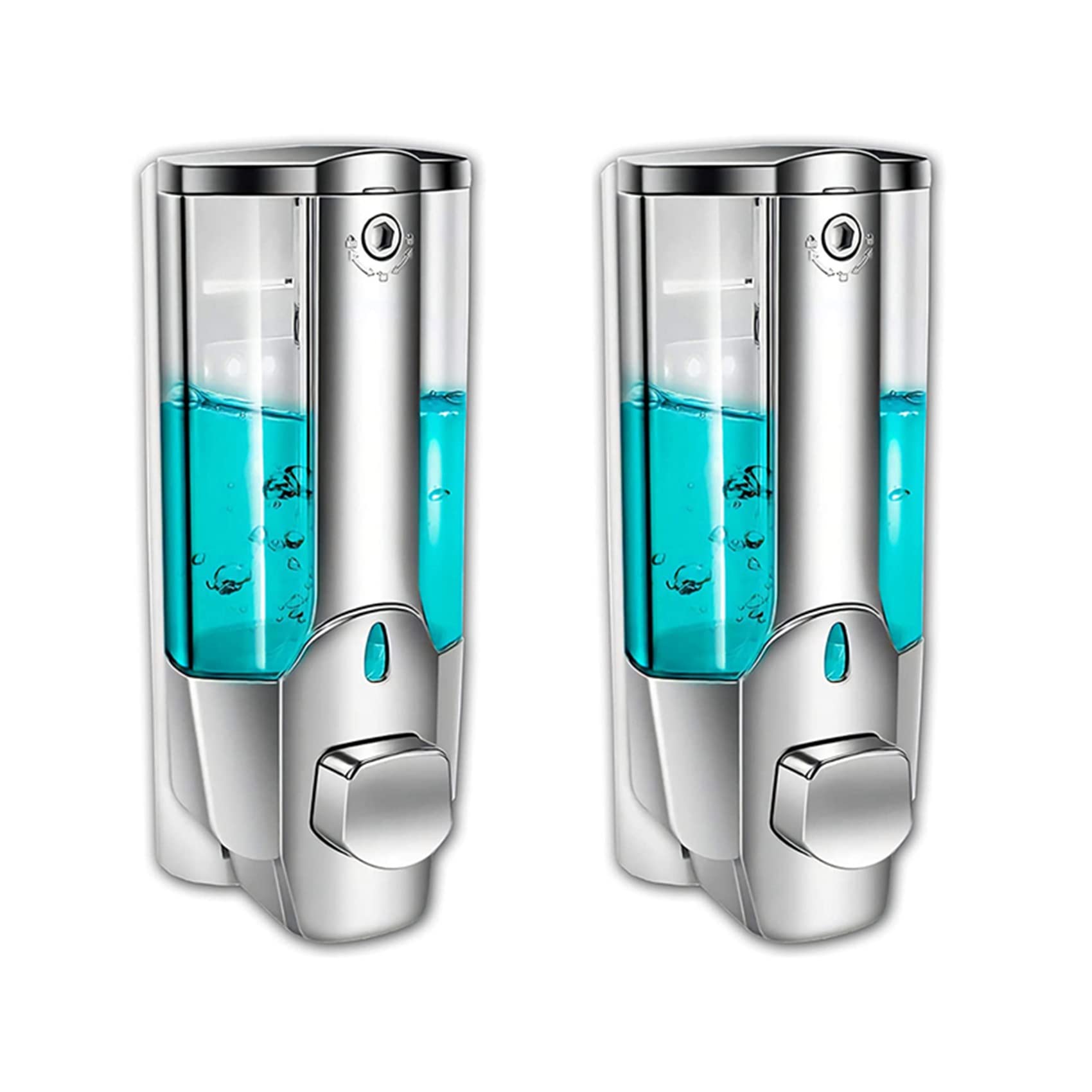 Hndhbfgrt 2X Soap Dispenser, Hand Dispenser Wall Mounted, Hand Gel Dispenser Manual 350Ml, Shower Gel, Shampoo Dispensers