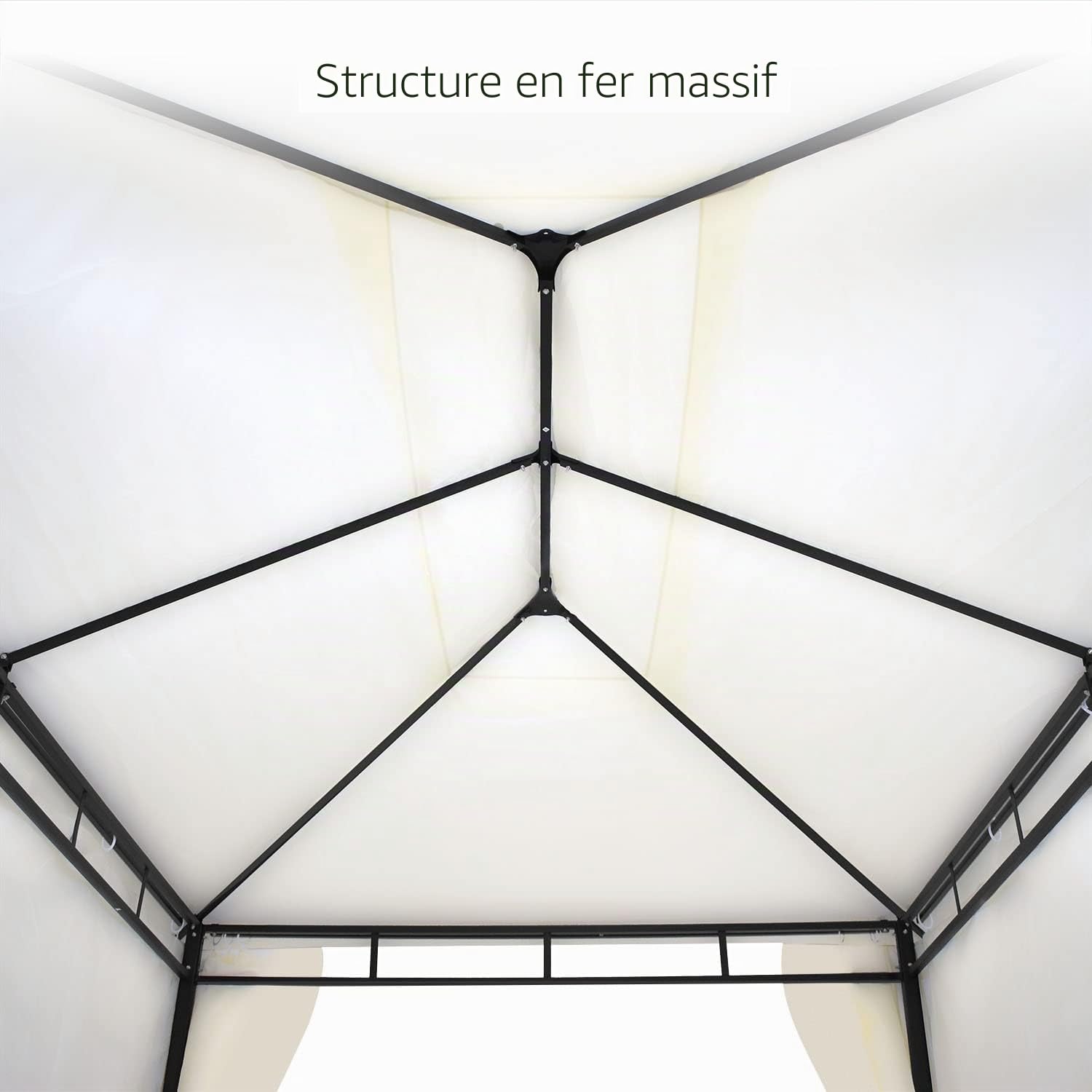 Beusi - tonnelle de jardin 3 x 2 m en fer avec bâche en polyester, 4 rideaux latéraux et 4 moustiquaires avec fermetures éclair et lacets