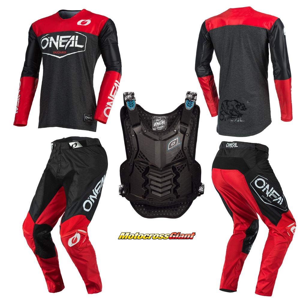 Oneal Mayhem-Lite Hexx Red Jersey Pant Chest Protector Combo (XL/W34)