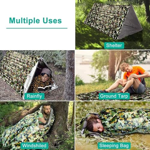 Miniatura 4 de Eeekit Survival Bivy Bags, 2 Unidades Mantas De Emergencia Mylar Impermeables, Saco De Dormir Térmico Con Silbato Para Camping Senderismo