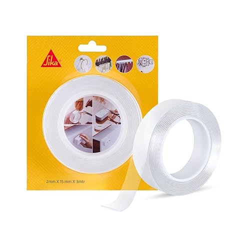 SIKA - Double Sided Tape - Sikabond Mammoth Grip IN - Heavy Duty - Multipurpose Removable Traceless Mounting Adhesive Tape for Walls/Home/Office - Strong Sticky Strips Grip Tape - Transparent 15mmx3m