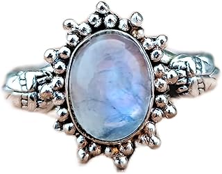 Natural Rainbow Moonstone Ring, Oval ~ Gemstone Ring, Moonstone Jewelry, June Birthstone Ring, Healing Ring, Blue Flash Ring, Handmade Gemstone Jewelry, 925 Sterling Sliver Plated, Best Gifts Forever, Boho Ring, Daily Wear Ring, Engagement Ring