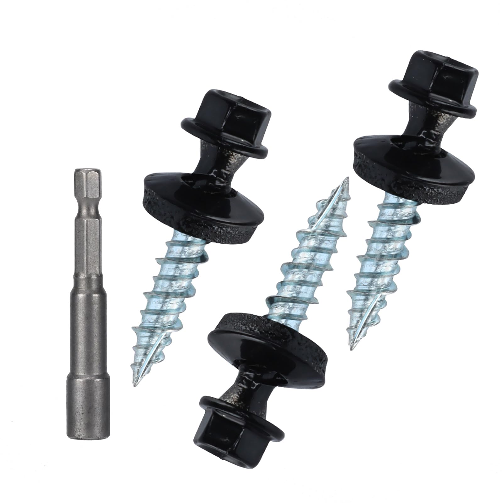 Metal Roofing Screws 10 x 1 inch, Black Hex Head Sheet Metal Roof Screw with EPDM Washer for Corrugated Roofing (250Pcs)