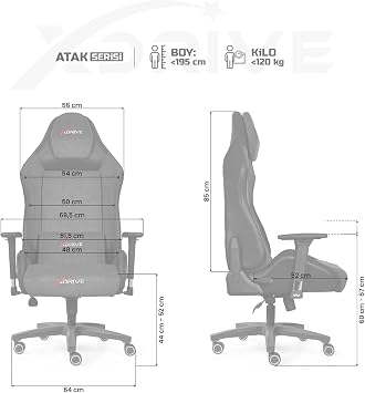 xDrive Atak Profesyonel Oyuncu Koltuğu Gri/Siyah 3D Ayarlanabilir Kolçaklar Çift Mekanizma Sistemi