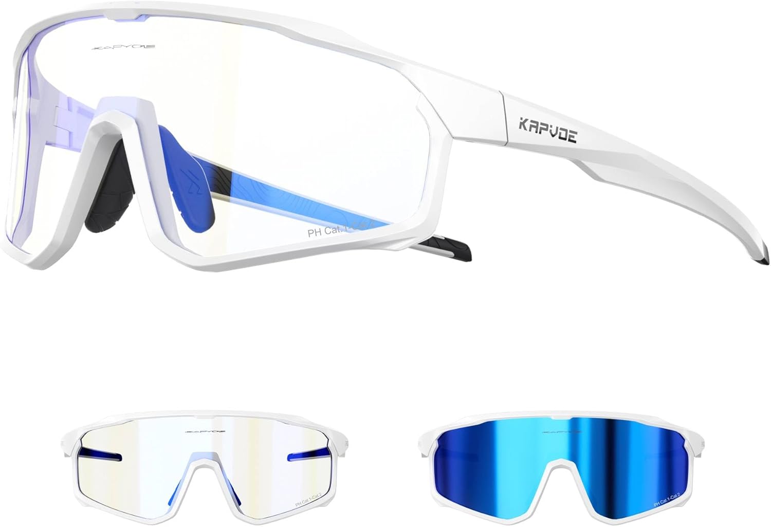 KAPVOE Photochromic Cycling Glasses Men Women Clear Mountain Bike Sunglasses MTB Sports Transition Triathlon Running - K93